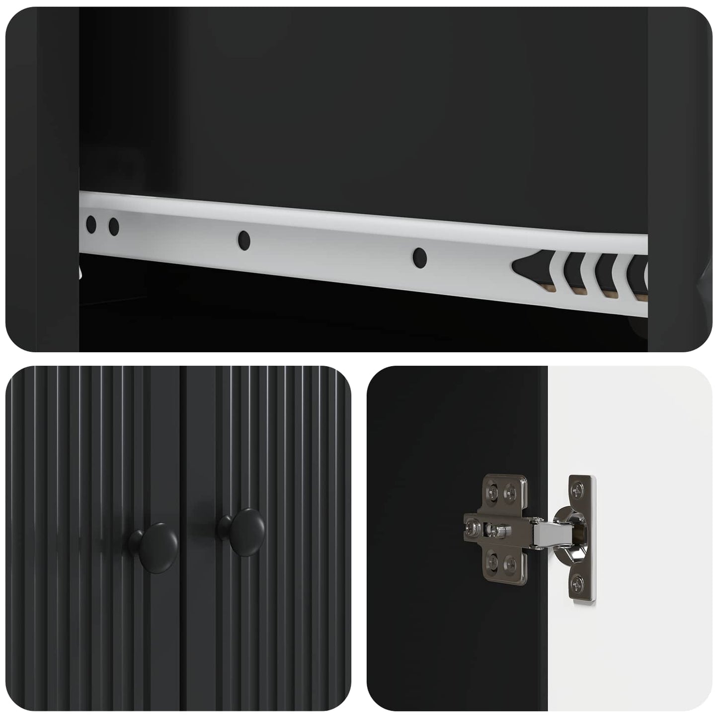 Cabinet Set 2 pcs Black 66 x 34.5 x 95 cm Engineered Wood