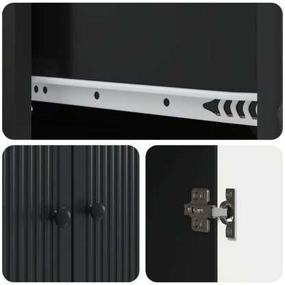 Cabinet Set 2 pcs Black 66 x 34.5 x 95 cm Engineered Wood