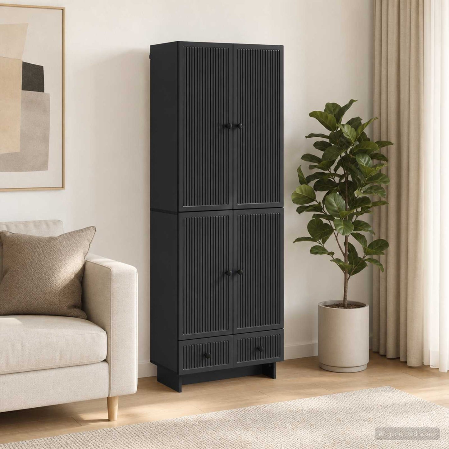Cabinet Set 2 pcs Black 66 x 34.5 x 95 cm Engineered Wood