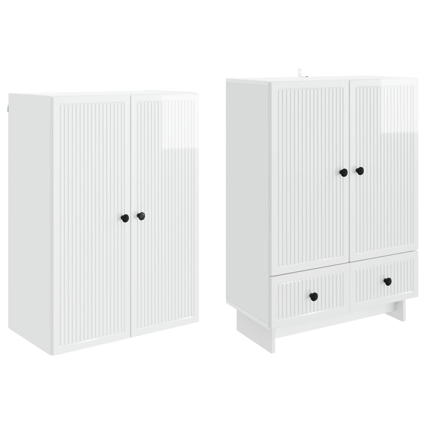 Cabinet Set 2 pcs High Gloss White 66 x 34.5 x 95 cm