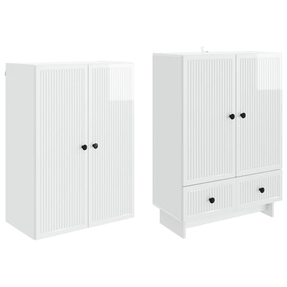 Cabinet Set 2 pcs High Gloss White 66 x 34.5 x 95 cm