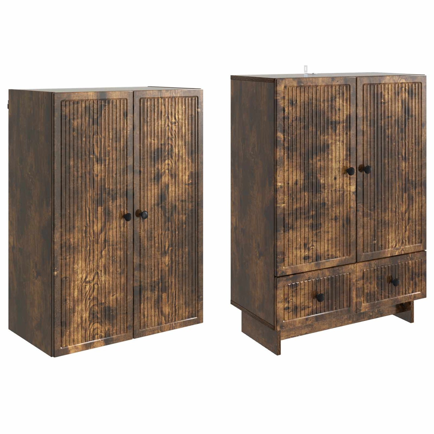 Cabinet Set 2 pcs Smoked Oak 66 x 34.5 x 95 cm Engineered Wood
