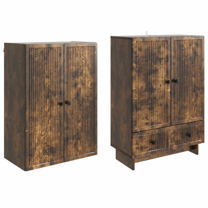 Cabinet Set 2 pcs Smoked Oak 66 x 34.5 x 95 cm Engineered Wood