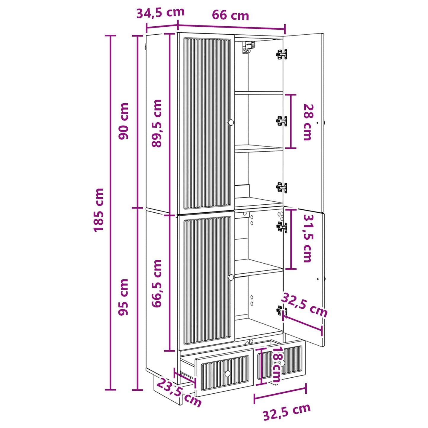 Cabinet Set 2 pcs Smoked Oak 66 x 34.5 x 95 cm Engineered Wood