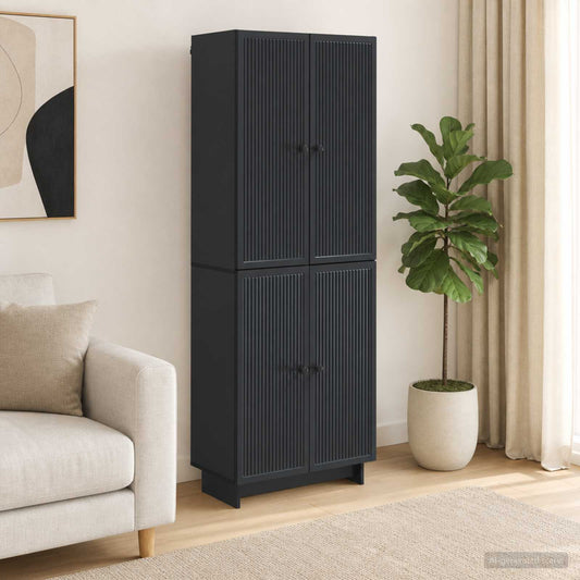 Cabinet Set 2 pcs Black 66 x 34.5 x 90 cm Engineered Wood