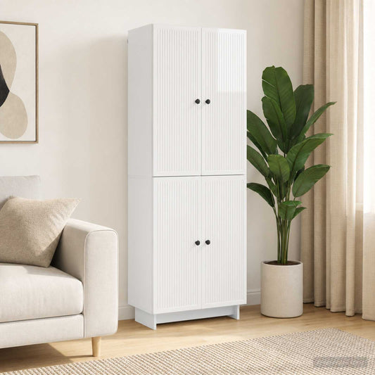 Cabinet Set 2 pcs High Gloss White 66 x 34.5 x 90 cm
