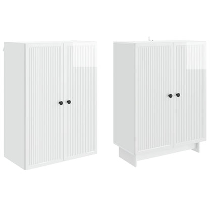 Cabinet Set 2 pcs High Gloss White 66 x 34.5 x 90 cm