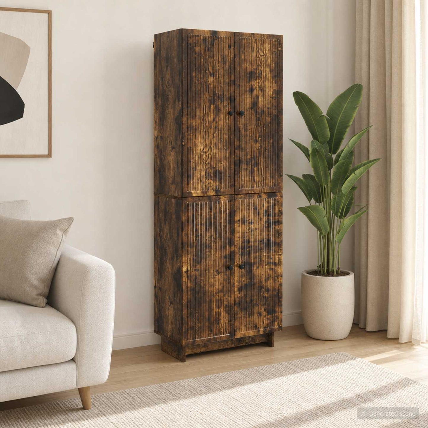 Cabinet Set 2 pcs Smoked Oak Engineered Wood