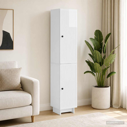 Cabinet Set 2 pcs High Gloss White 34.5 x 33 x 90 cm