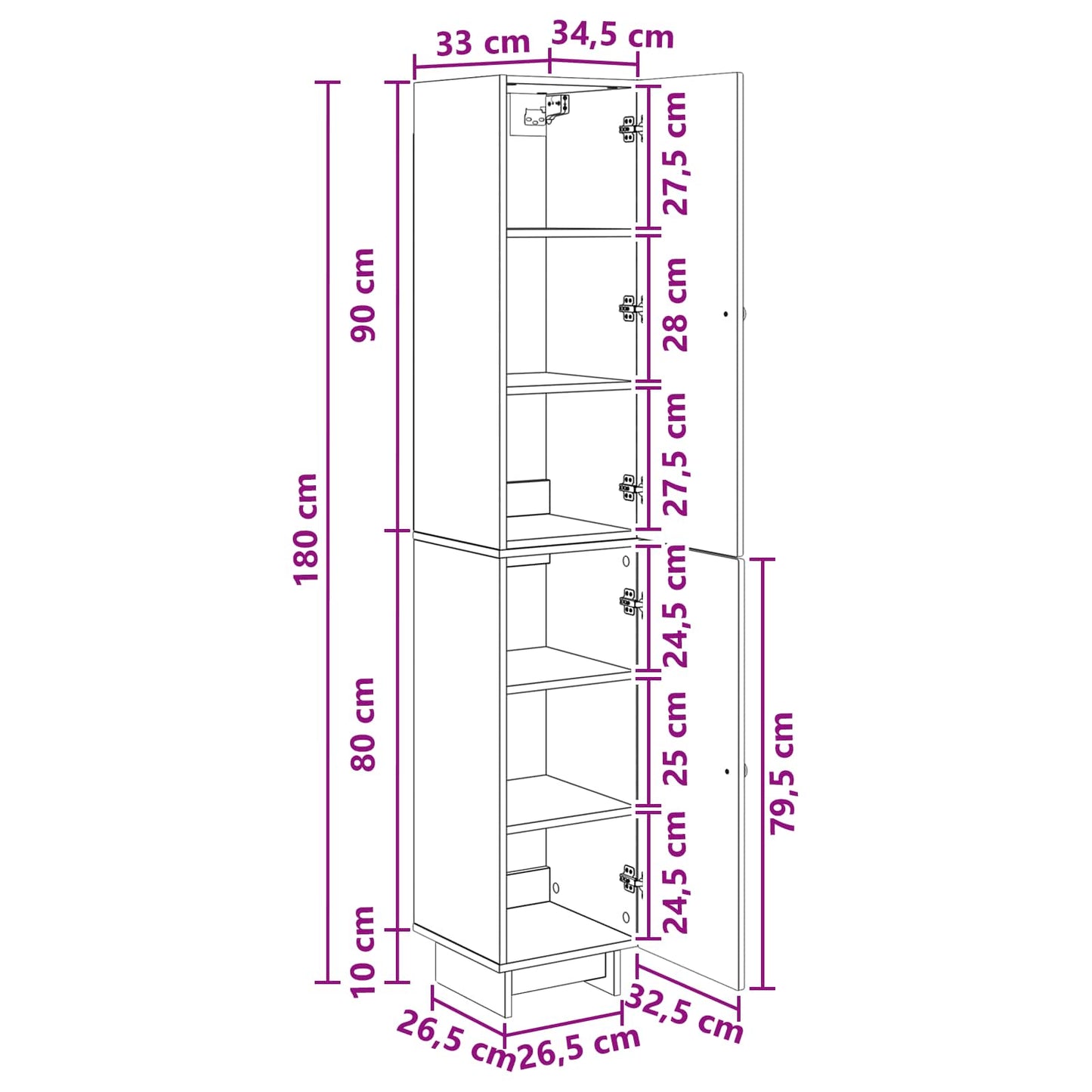 Cabinet Set 2 pcs Artisan Oak 34.5 x 33 x 90 cm Engineered Wood