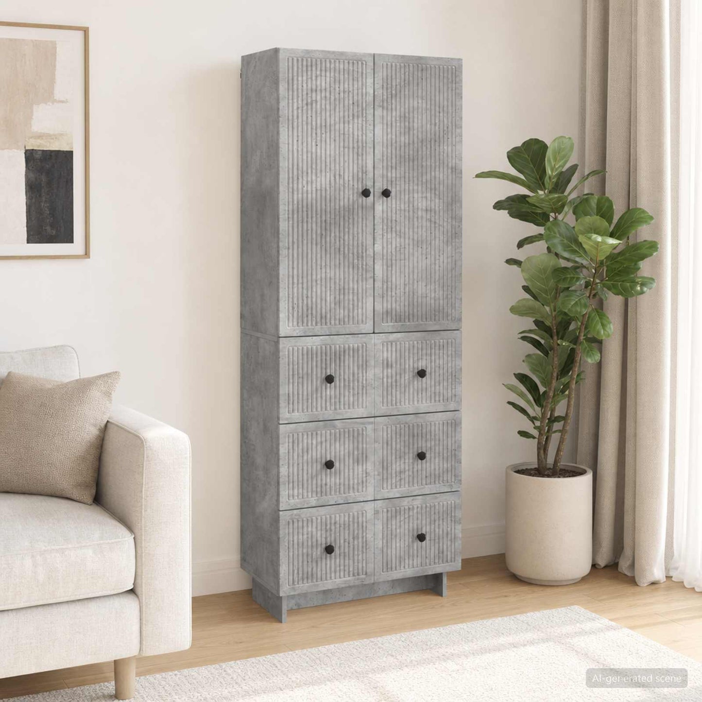 Cabinet Set 2 pcs Concrete Grey 66 x 34.5 x 90 cm