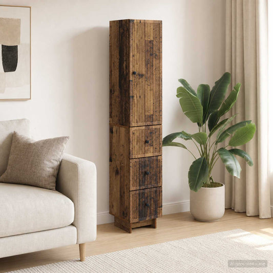 Cabinet Set 2 pcs Old Wood 33 x 34.5 x 90 cm Engineered Wood