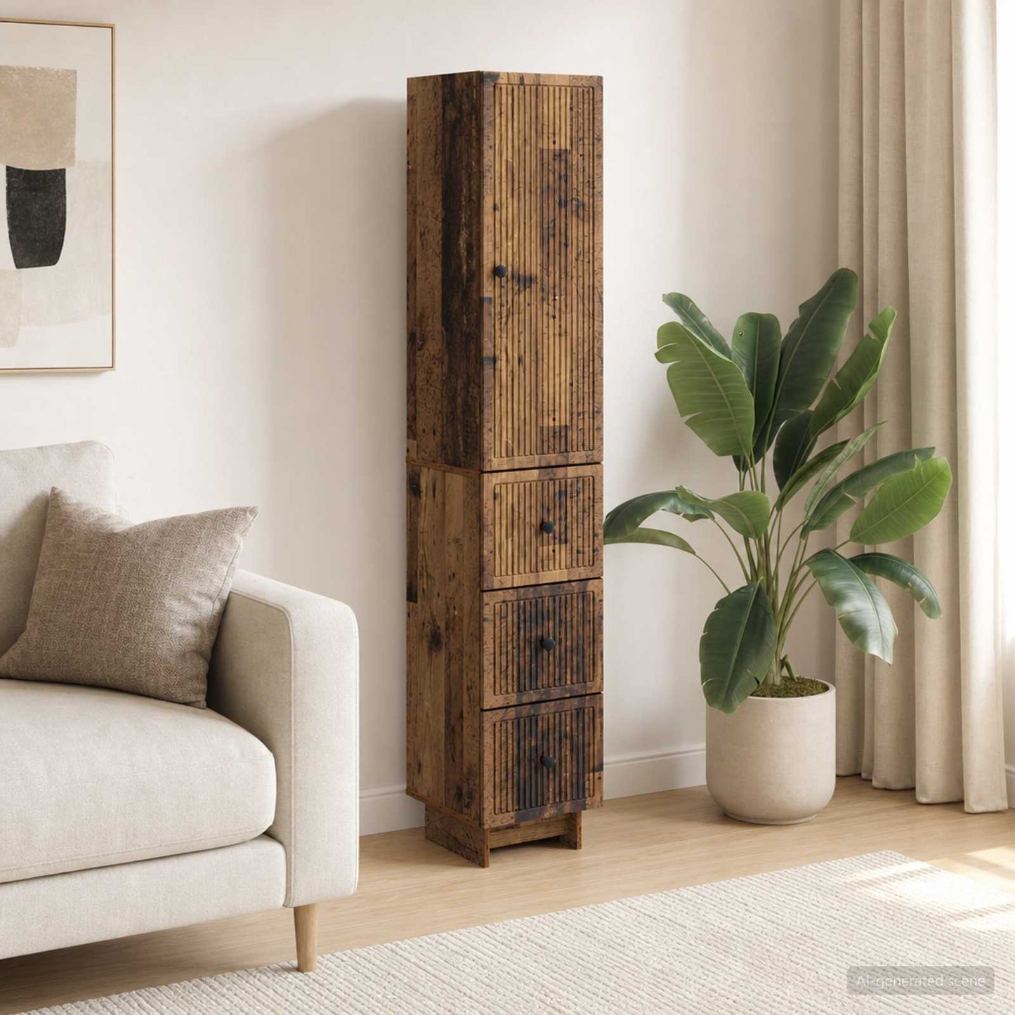Cabinet Set 2 pcs Old Wood 33 x 34.5 x 90 cm Engineered Wood