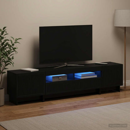 5 Piece LED TV Cabinet Black Engineered Wood