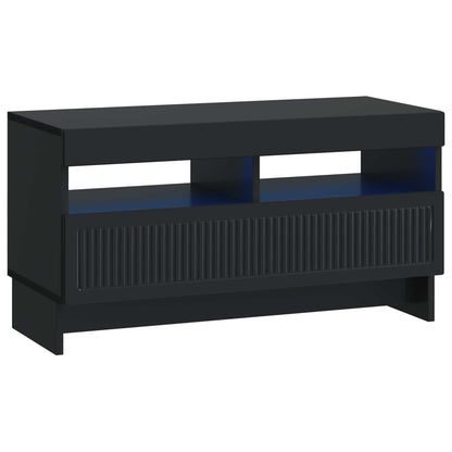 5 Piece LED TV Cabinet Black Engineered Wood