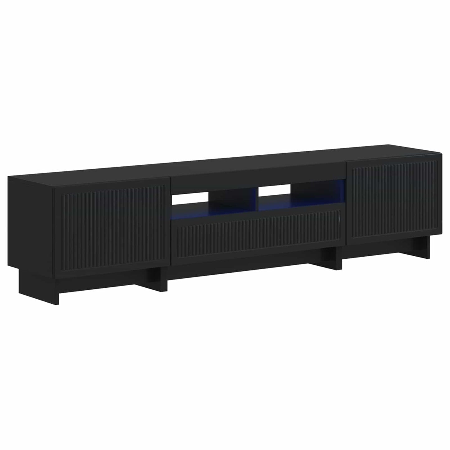 5 Piece LED TV Cabinet Black Engineered Wood