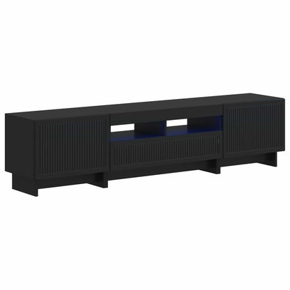 5 Piece LED TV Cabinet Black Engineered Wood