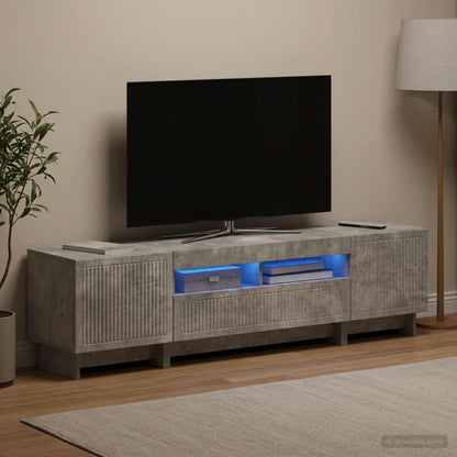 5 Piece LED TV Cabinet Concrete Grey Engineered Wood