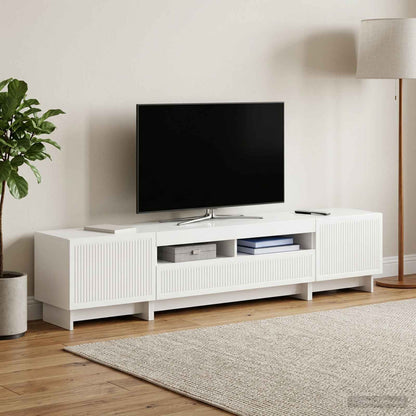 5 Piece LED TV Cabinet High Gloss White Engineered Wood