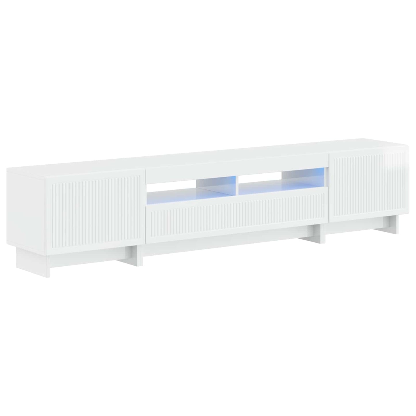 5 Piece LED TV Cabinet High Gloss White Engineered Wood