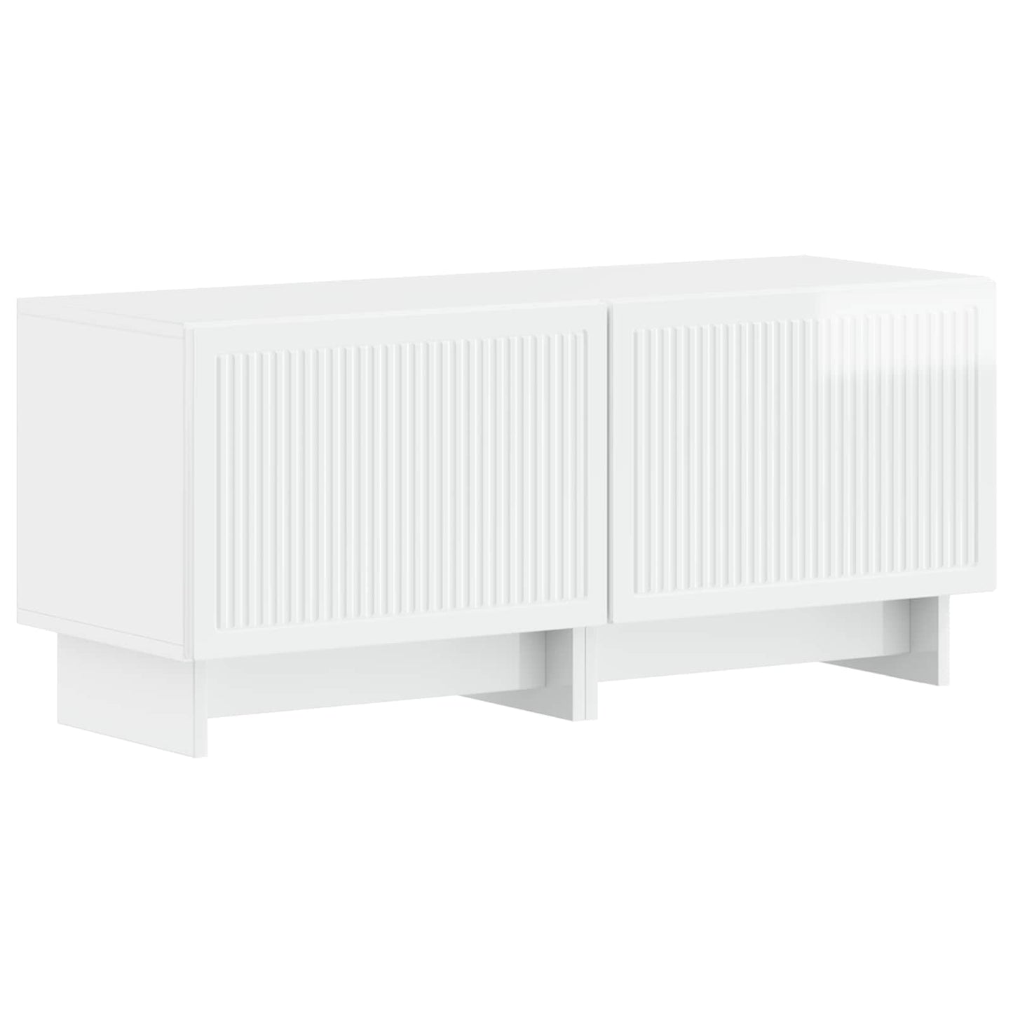 5 Piece LED TV Cabinet High Gloss White Engineered Wood