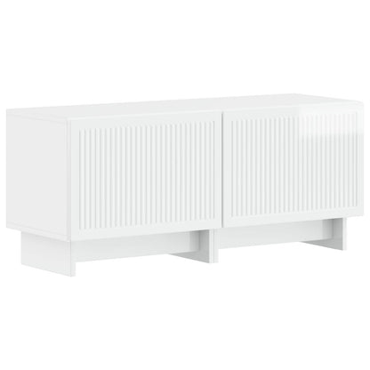 5 Piece LED TV Cabinet High Gloss White Engineered Wood