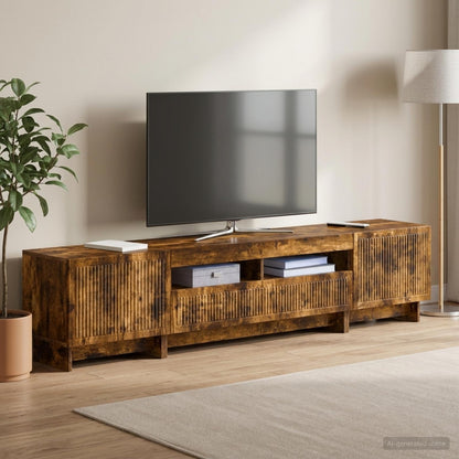 5 Piece LED TV Cabinet Smoked Oak Engineered Wood