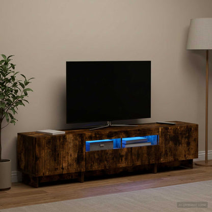 5 Piece LED TV Cabinet Smoked Oak Engineered Wood