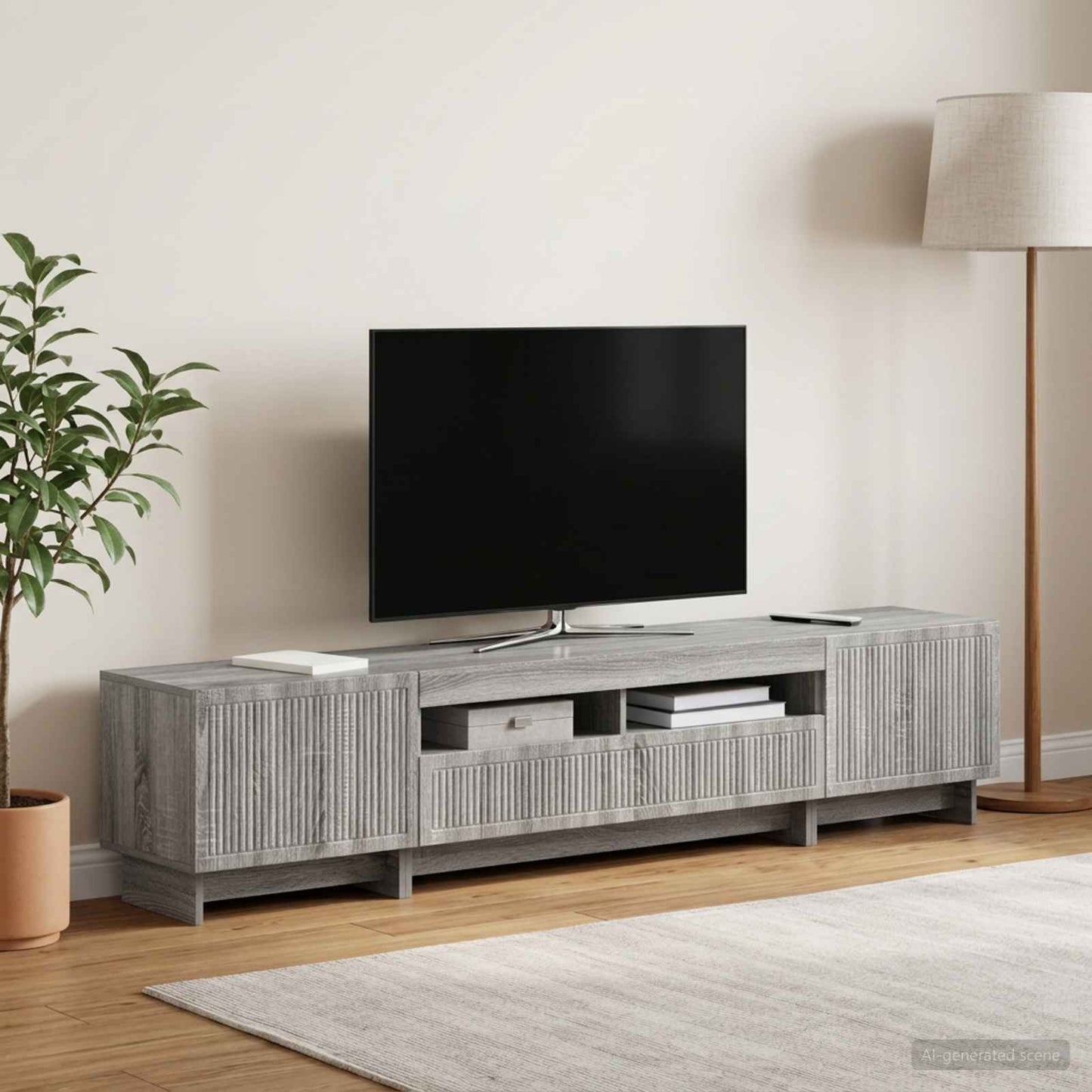 5 Piece LED TV Cabinet Grey Sonoma Engineered Wood