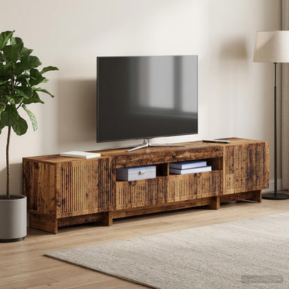 5 Piece LED TV Cabinet Old Wood Engineered Wood