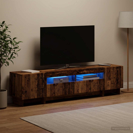 5 Piece LED TV Cabinet Old Wood Engineered Wood
