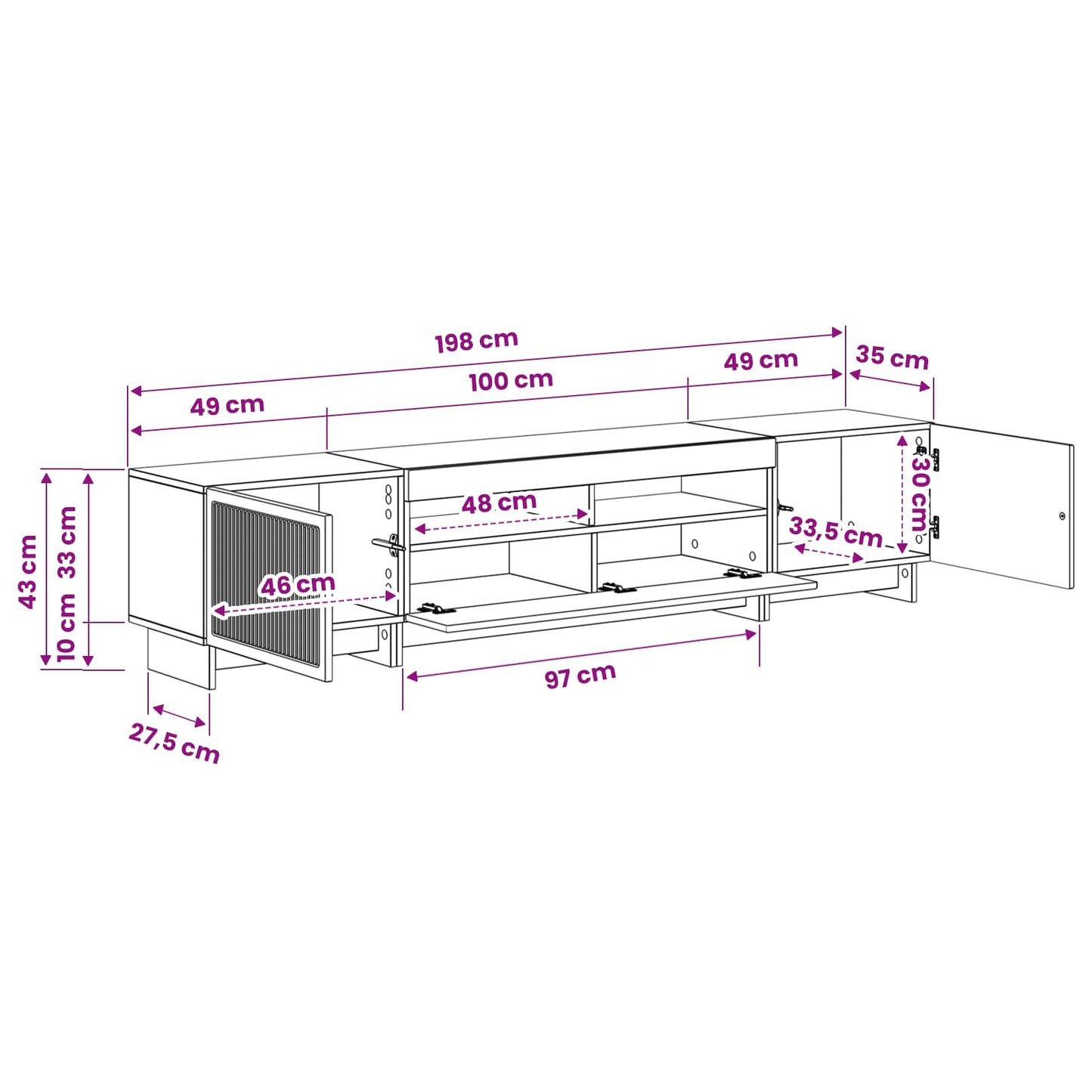 5 Piece LED TV Cabinet Old Wood Engineered Wood