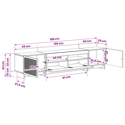5 Piece LED TV Cabinet Old Wood Engineered Wood