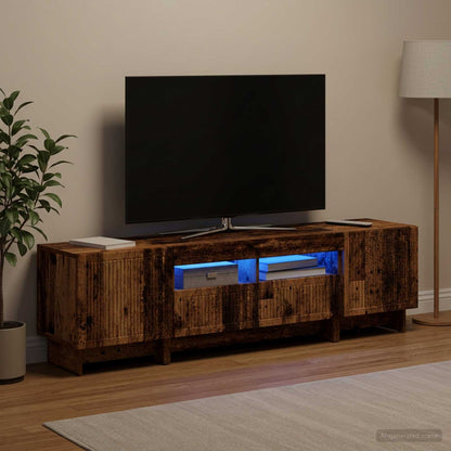 5 Piece LED TV Cabinet Old Wood Engineered Wood