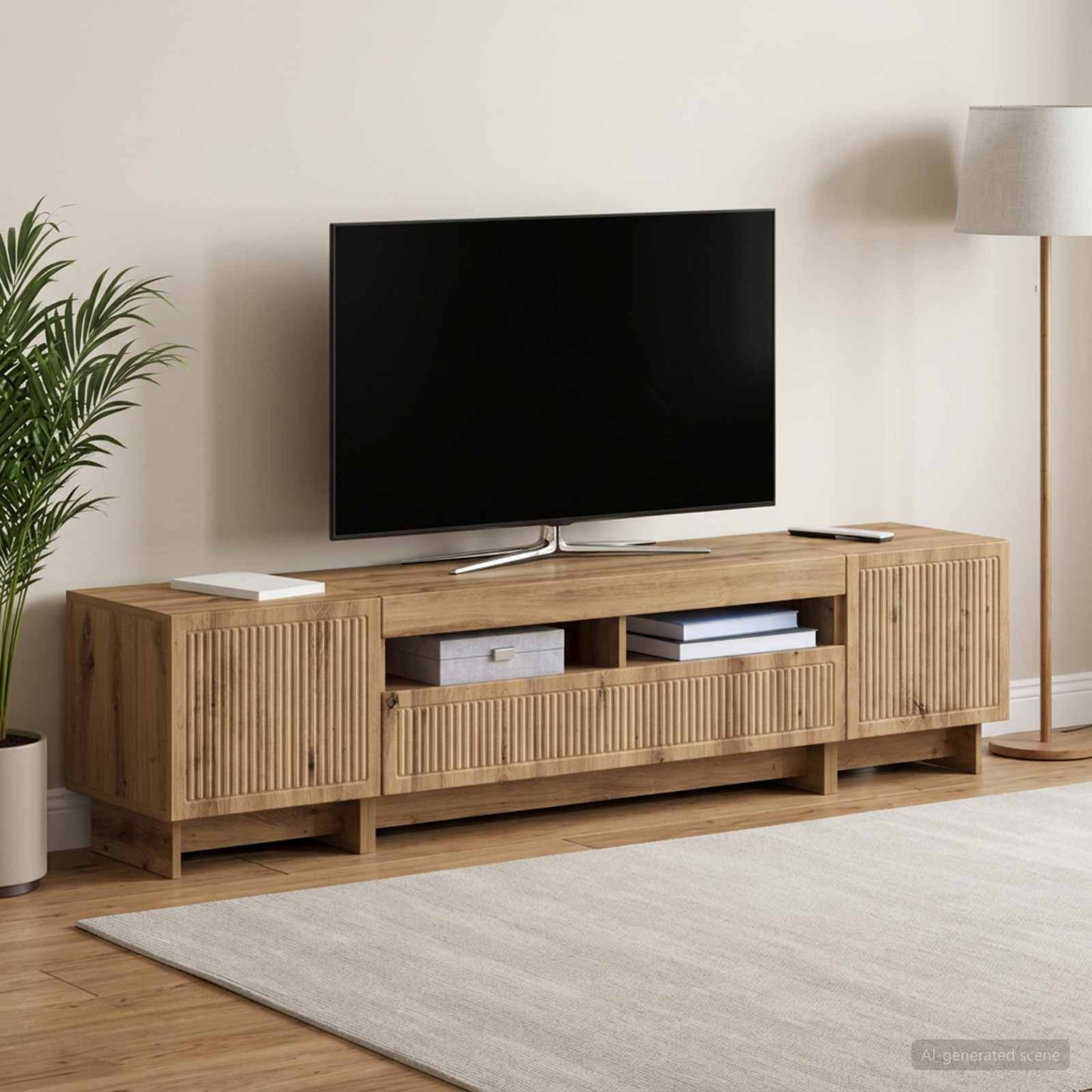 5 Piece LED TV Cabinet Artisan Oak Engineered Wood