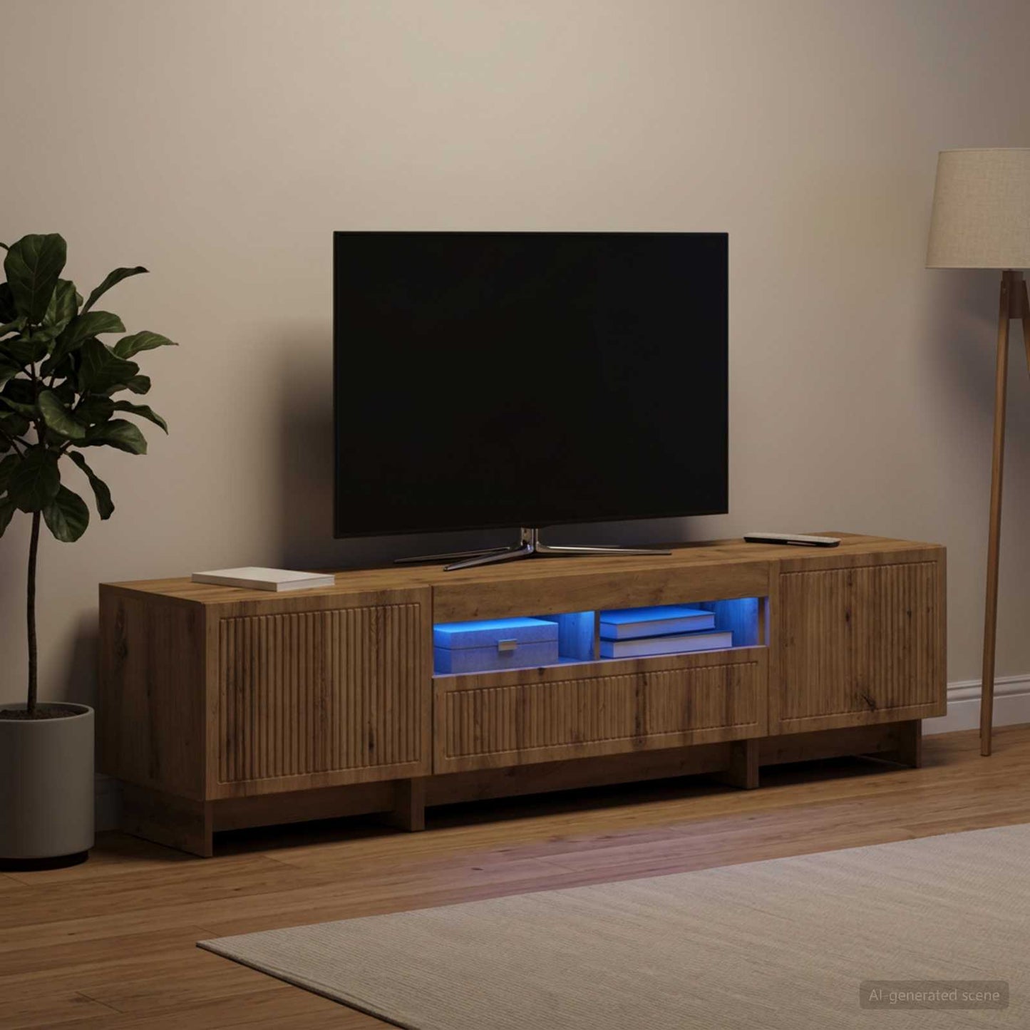 5 Piece LED TV Cabinet Artisan Oak Engineered Wood