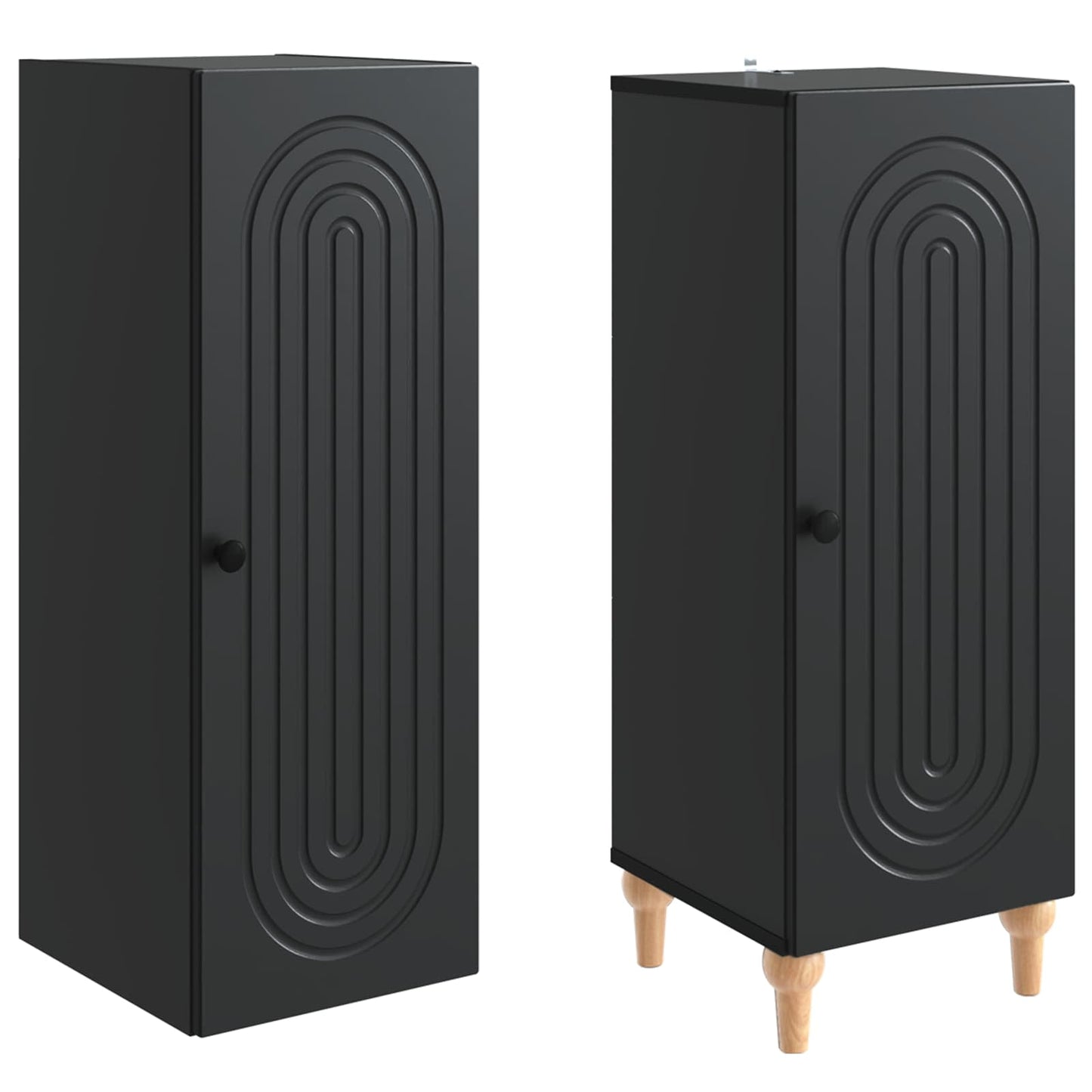 Cabinet Set 2 pcs Black Engineered Wood