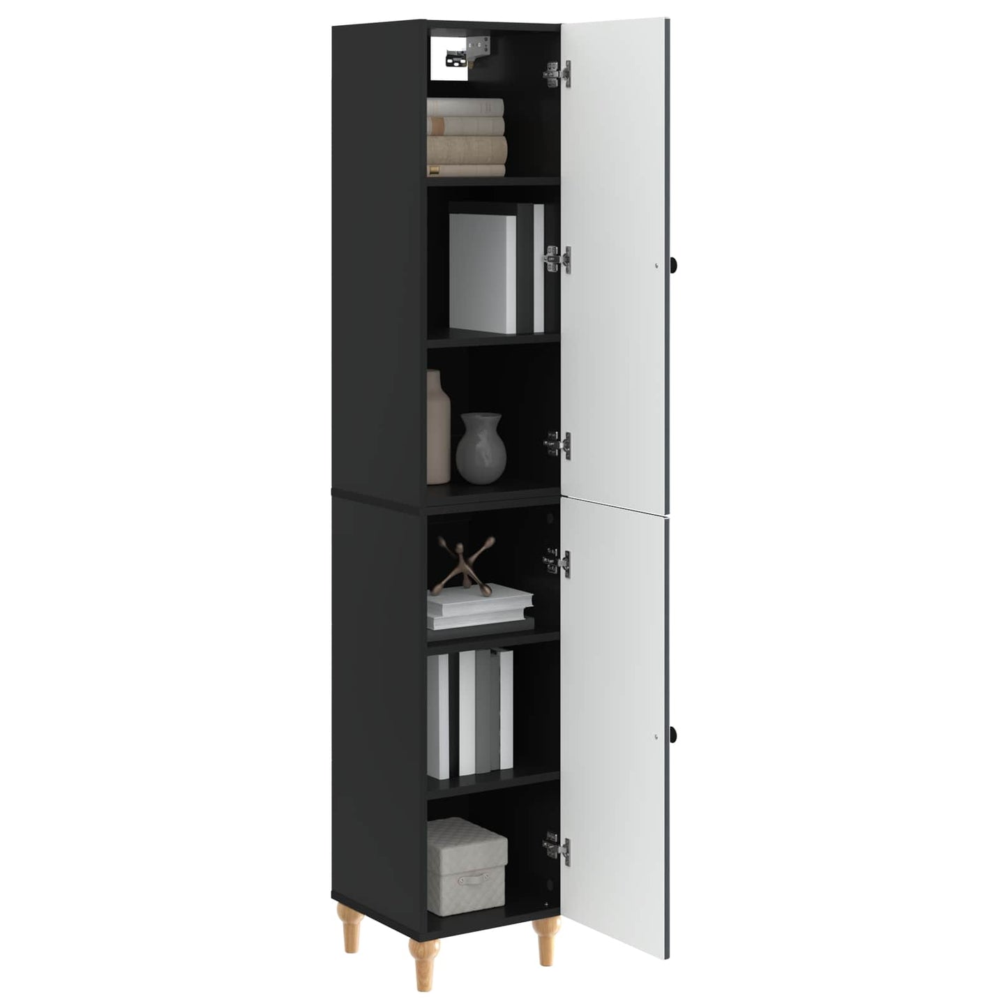 Cabinet Set 2 pcs Black Engineered Wood