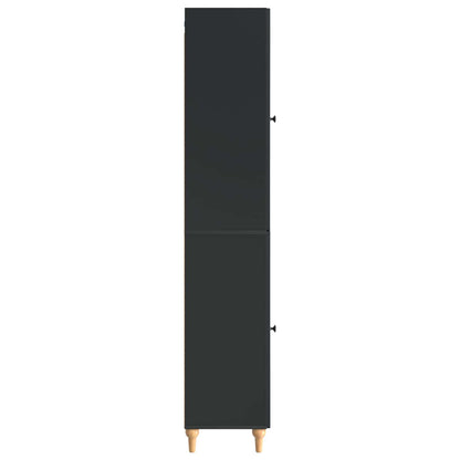 Cabinet Set 2 pcs Black Engineered Wood