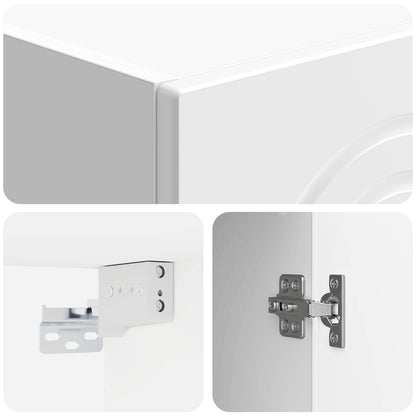 Cabinet Set 2 pcs High Gloss White Engineered Wood