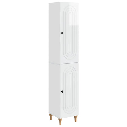 Cabinet Set 2 pcs High Gloss White Engineered Wood