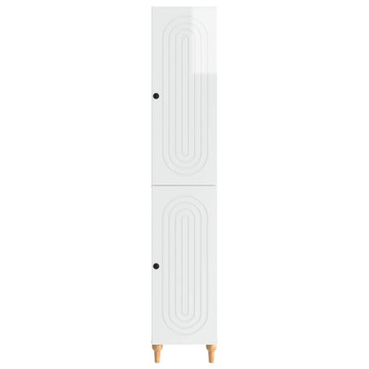 Cabinet Set 2 pcs High Gloss White Engineered Wood