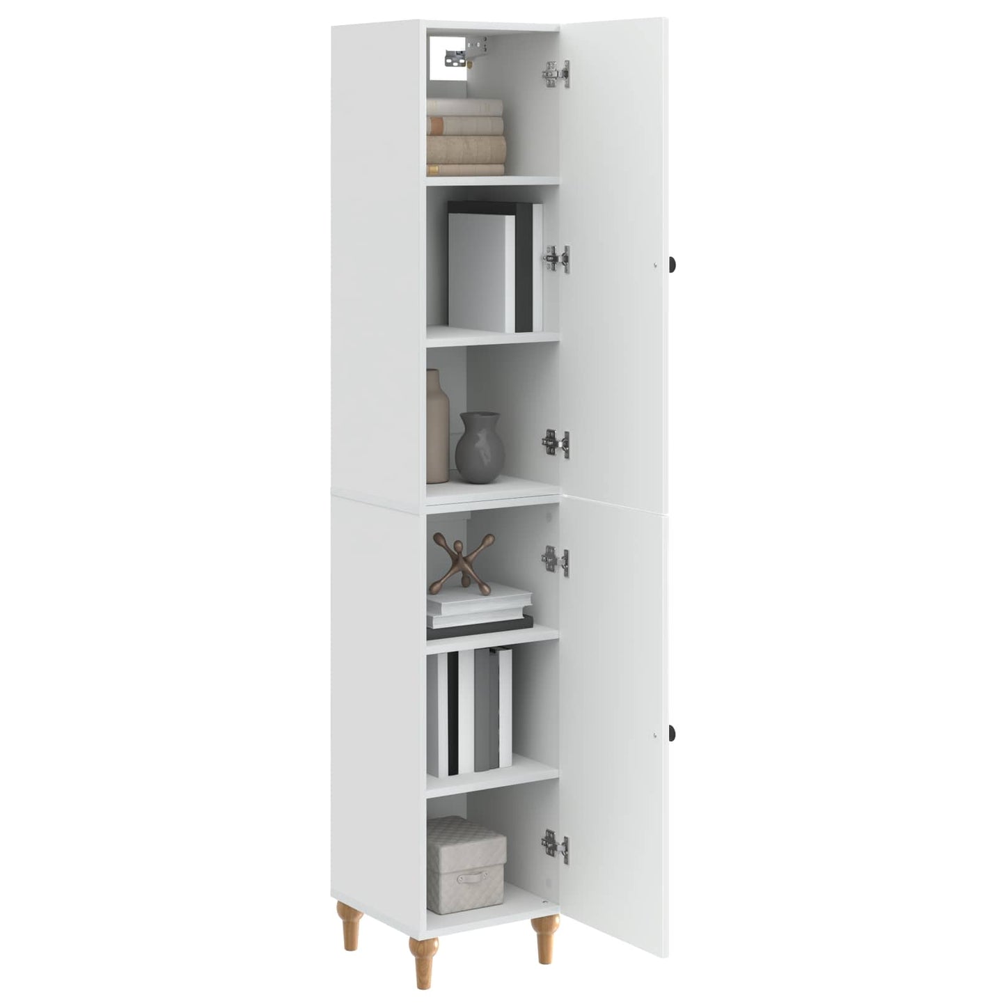 Cabinet Set 2 pcs High Gloss White Engineered Wood