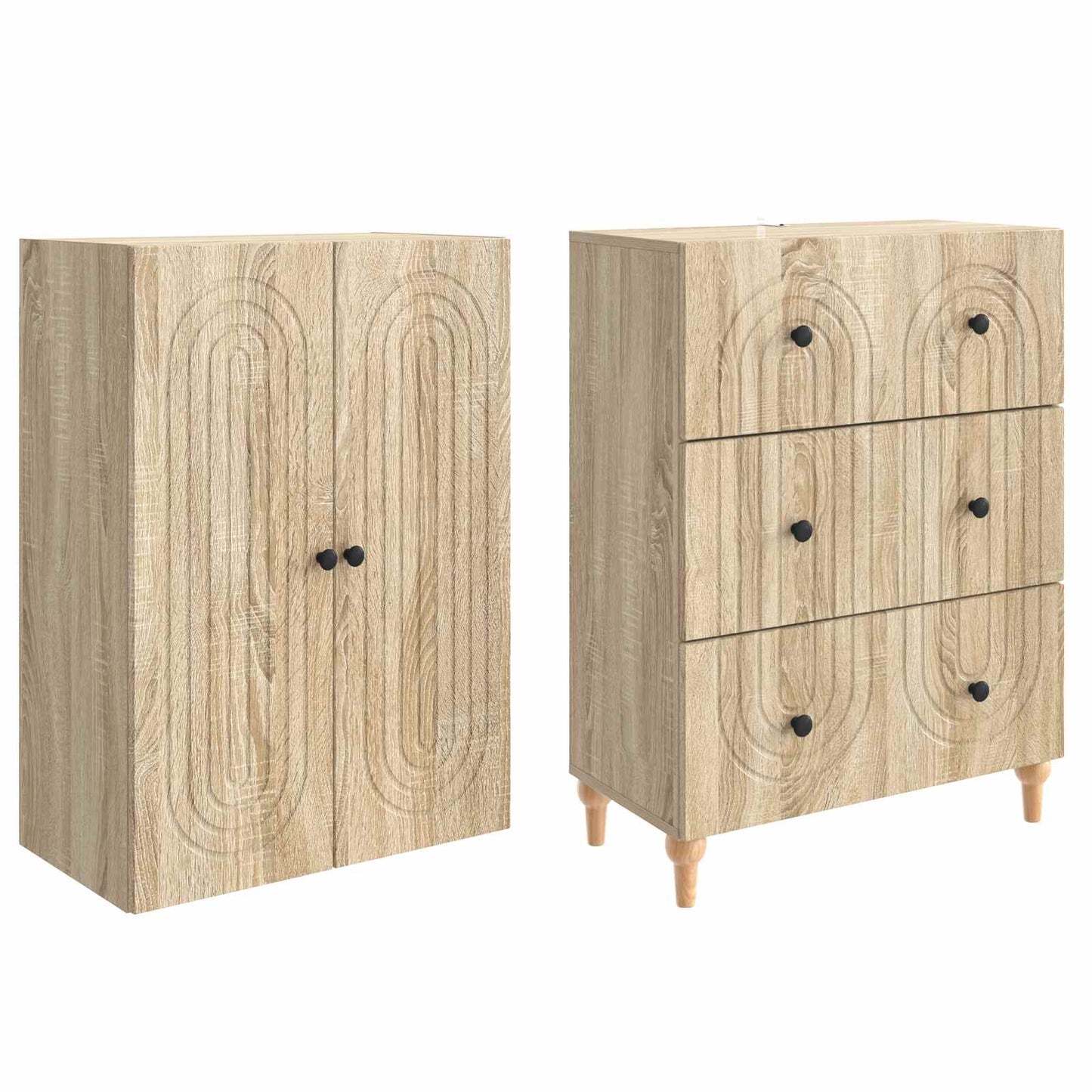 Cabinet Set 2 pcs 66 x 34.5 x 90 cm Engineered Wood