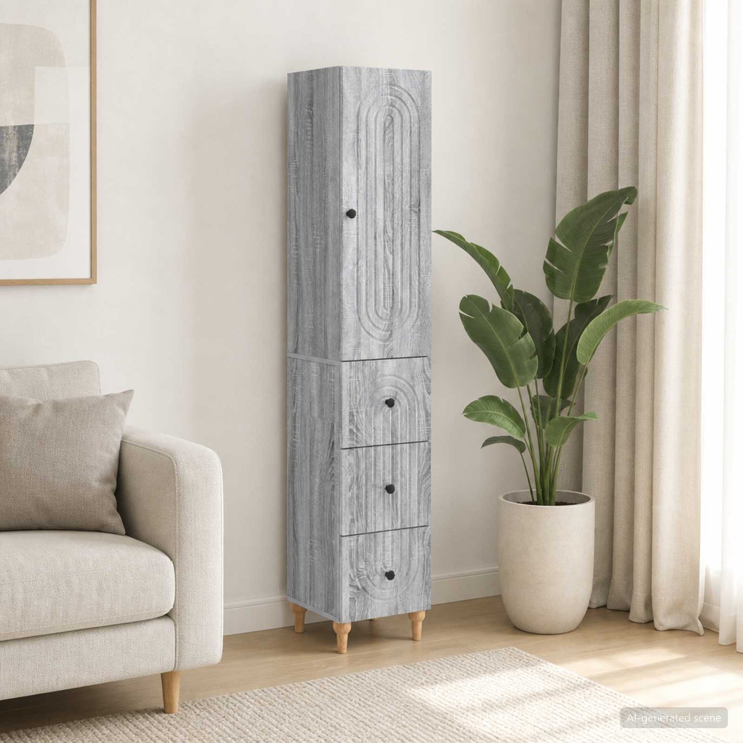 Cabinet Set 2 pcs 33 x 34.5 x 90 cm Engineered Wood