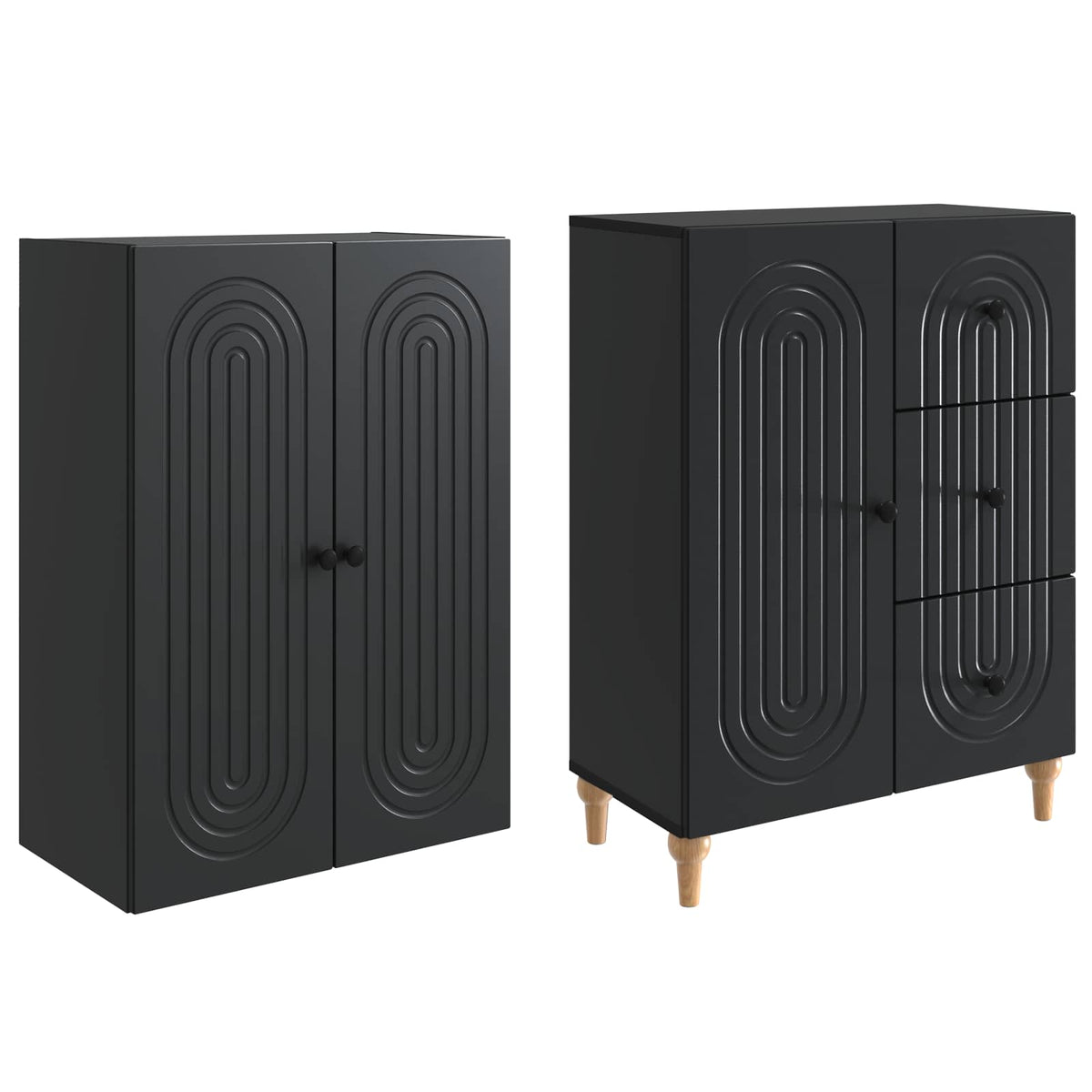 Cabinet Set 2 pcs Black 66 x 34.5 x 90 cm Engineered Wood
