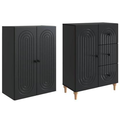 Cabinet Set 2 pcs Black 66 x 34.5 x 90 cm Engineered Wood