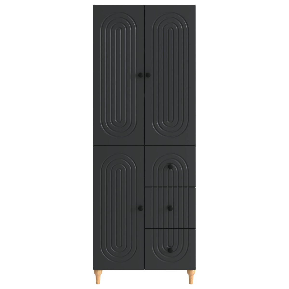 Cabinet Set 2 pcs Black 66 x 34.5 x 90 cm Engineered Wood