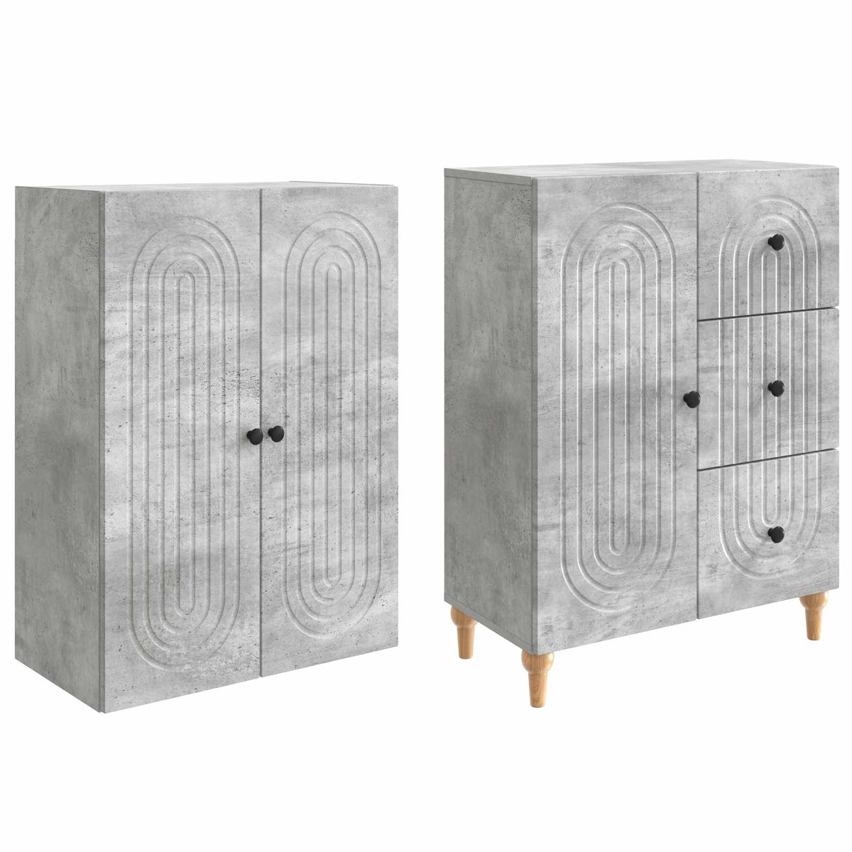 Cabinet Set 2 pcs Concrete Grey 66 x 34.5 x 90 cm