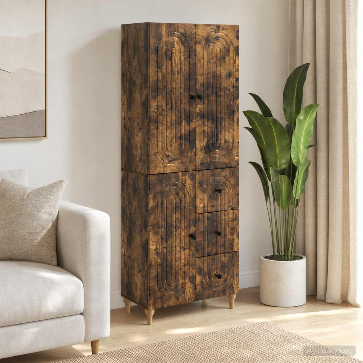 Cabinet Set 2 pcs Smoked Oak Engineered Wood